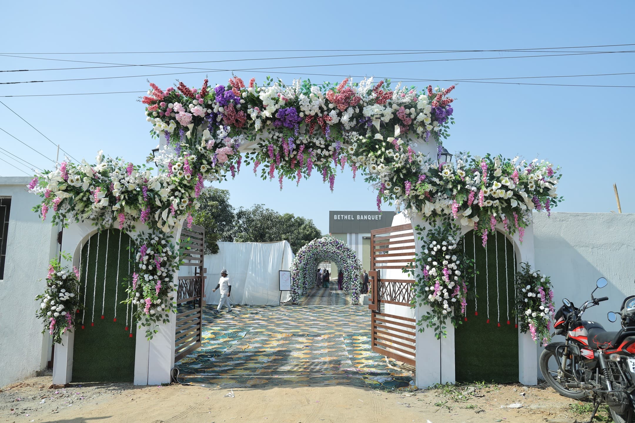 Floral decoration setup at Bethel Banquet Hall, Garkhatanga, Ranchi